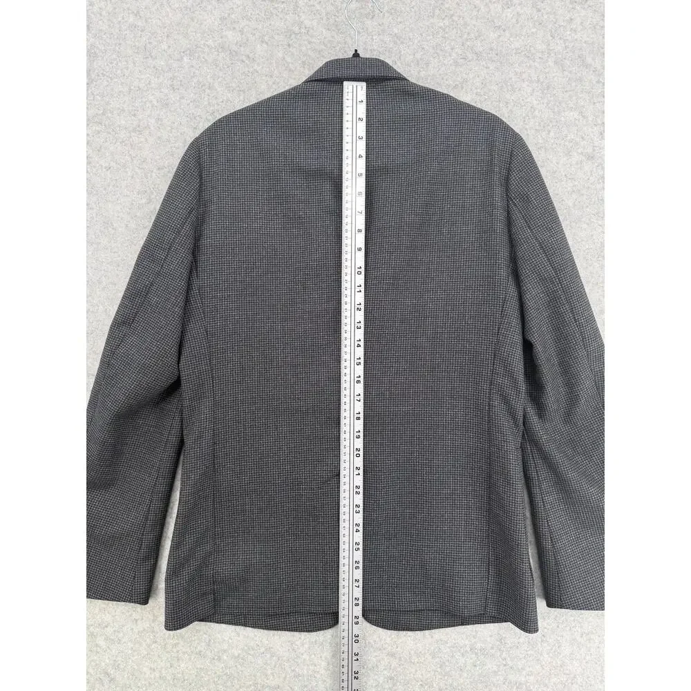 Sandro Paris Houndstooth Gray/Black Wool Two-Button Blazer Size US LARGE (50 FR)